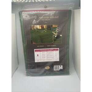 CHRISTMAS GREEN STRIPE TABLE CLOTH 60 X 84 OBLONG